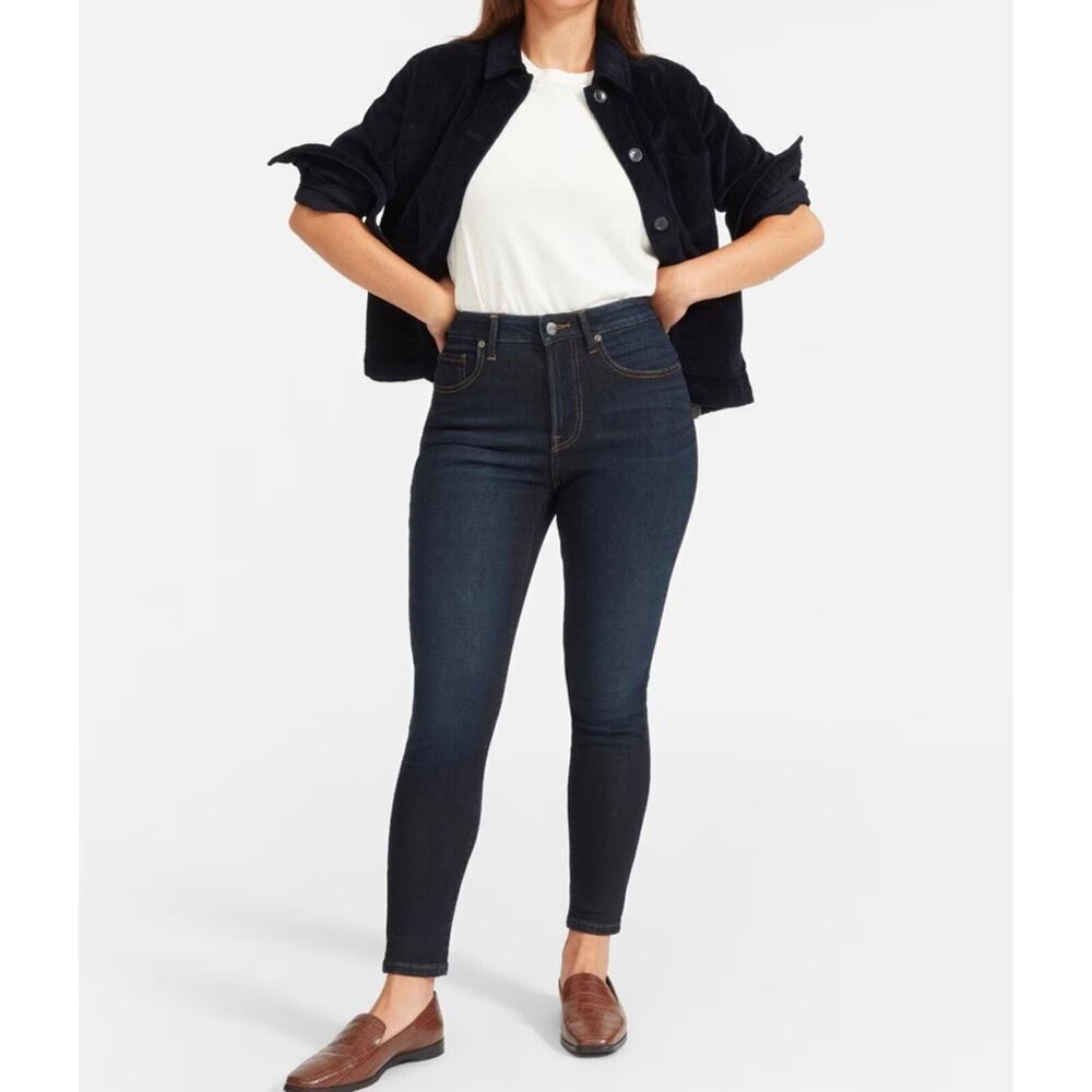 EVERLANE‎ The Curvy Authentic Stretch High-Rise Skinny Jeans in Dark Wash Sz 25